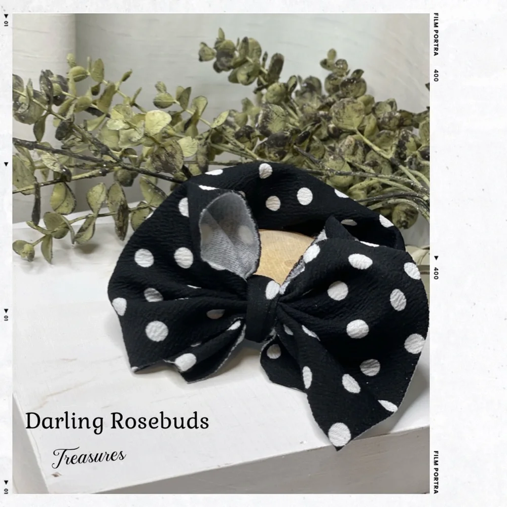 Black and white print bow headband for newborn up to 4 years ago old approxim…